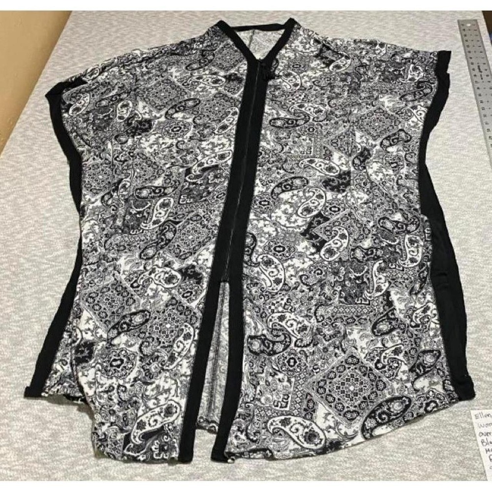 Ellen Tracy black/white paisley maxi dress full zip up women S/M. SKU-B747